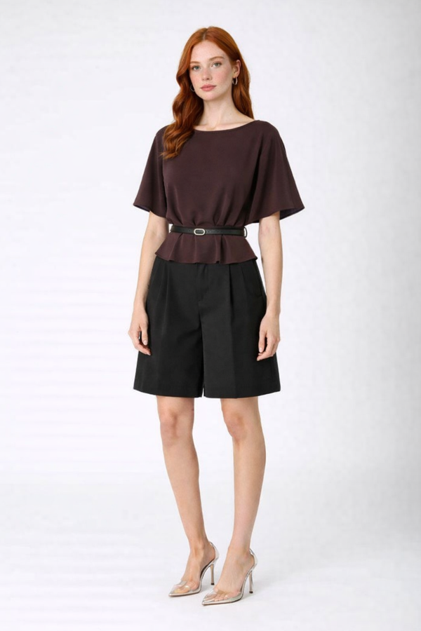 Women Clothing Top With Belt Laminated Decoration Knitwear