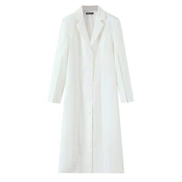 Women Clothing Autumn Regular Slashed Cuffs Irregular Asymmetric Long Blazer Dress
