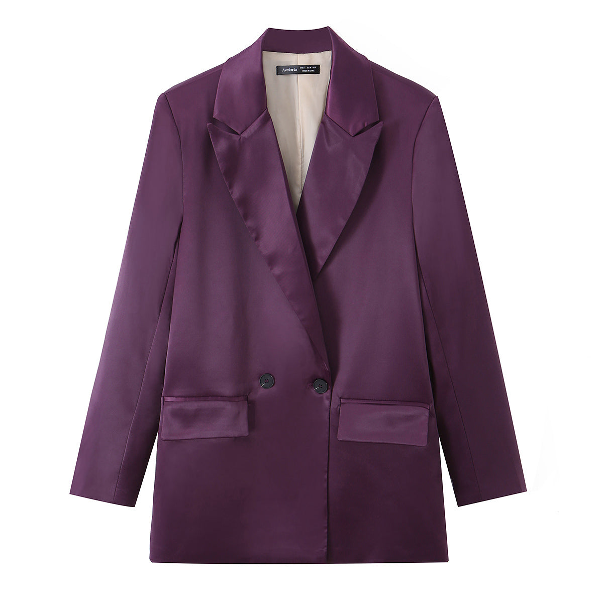 The Violet Satin Blazer with satin detail